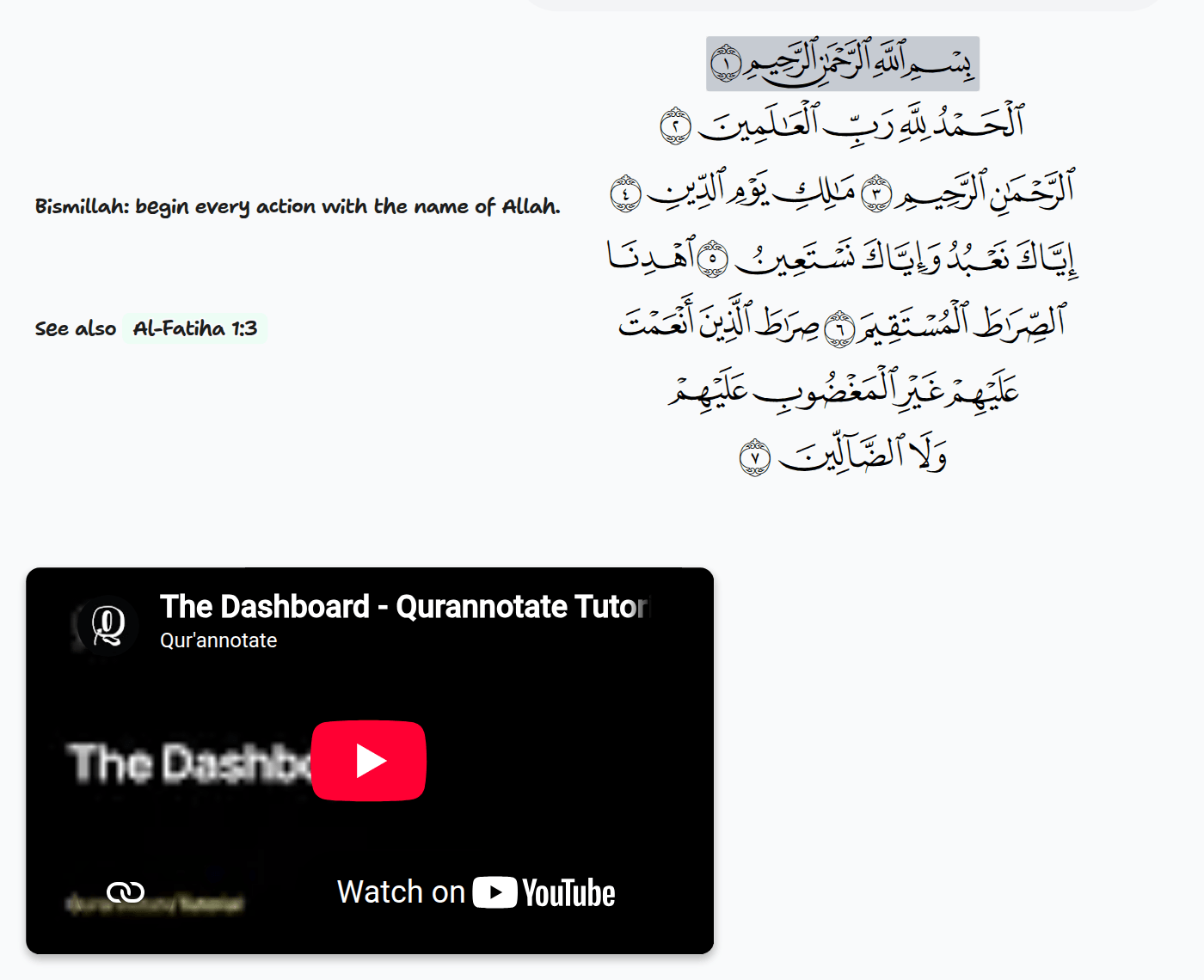 A verse note with a YouTube video embedded under the typed notes, showing its title and a play button